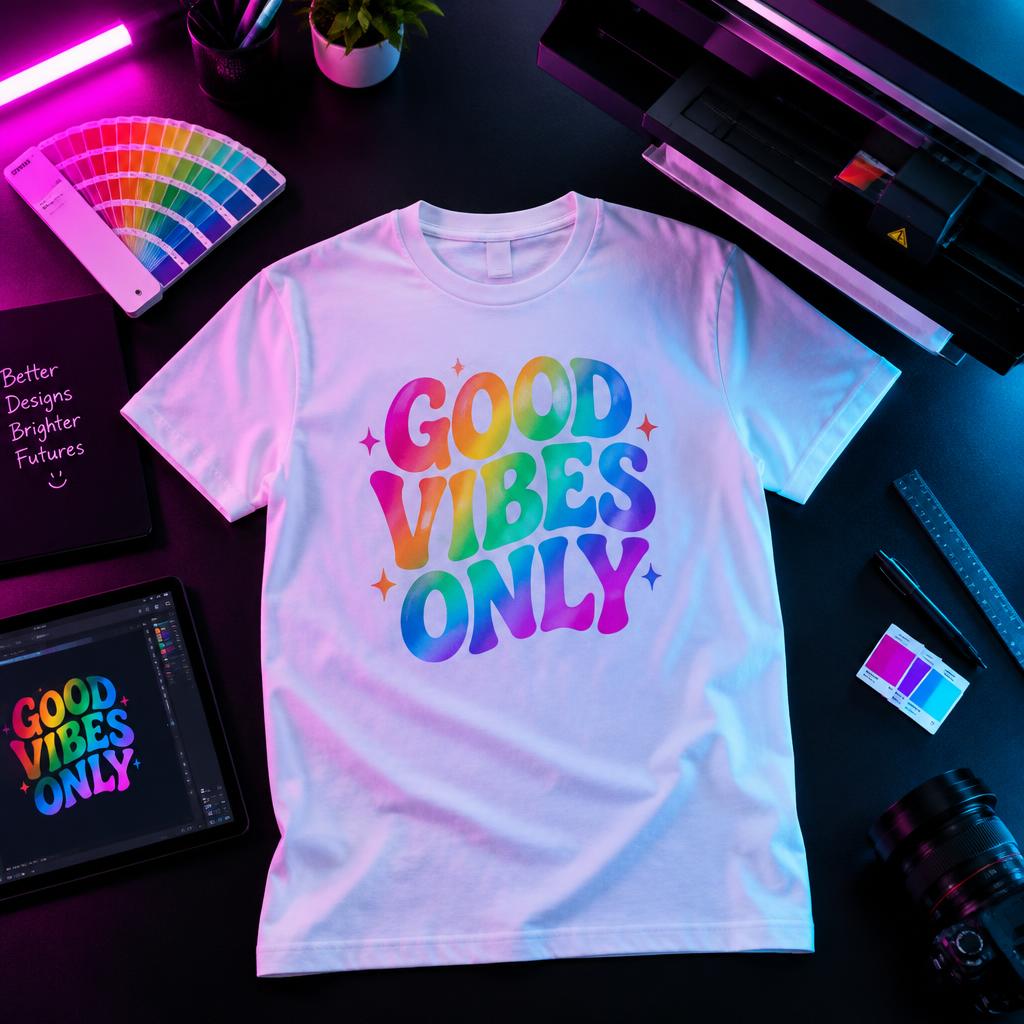 Custom rainbow-printed T-shirt
